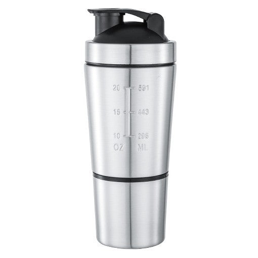 Stainless Steel Protein Shaker Cup with Powder Container