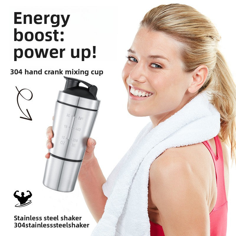 Stainless Steel Protein Shaker Cup with Powder Container